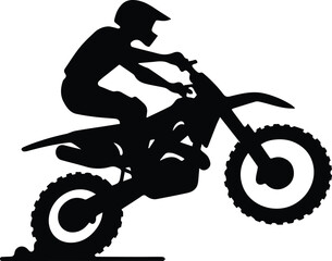 Fototapeta premium Silhouette of a Biker, Motocross Rider in Action vector illustration