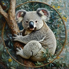 Obraz premium Beautiful Close-Up Shot of a Koala with Crystal-Clear Fur and Eyes Image