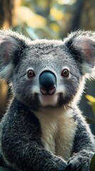 Naklejka premium Stunning High-Definition Photograph of a Koala Resting in an Eucalyptus Tree