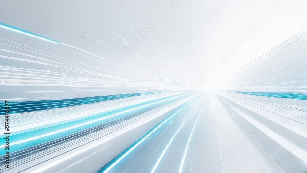 Poster A dynamic abstract background with streaks of light, suggesting speed and technology.
