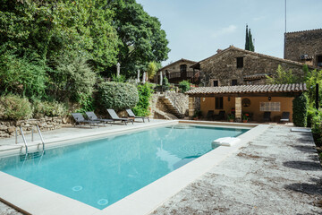 swimming pool in a rural hotel in a countryside