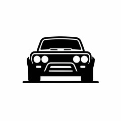 Minimalist Front View Car Silhouette
