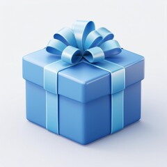 Obraz premium 3d cartoon blue gift box with blank white background
