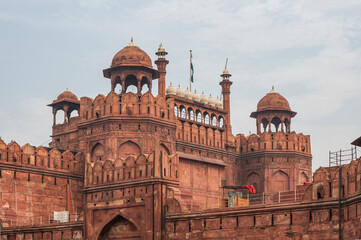 The Red Fort, also known as Lal Qila is a historic fort in Delhi, India. The view from the outside