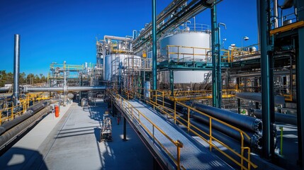 Fototapeta premium Chemical Processing Plant with Large Tanks and Pipes