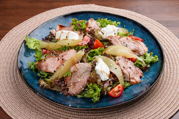 Veal and Pear Salad with Cherry Tomatoes in Balsamic Dressing