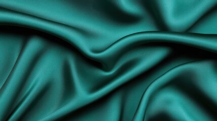Obraz premium Emerald green silk fabric with flowing folds and smooth texture