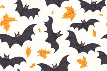 Naklejka premium Halloween seamless pattern. Vector illustration of Halloween party. Spooky bats on a light background.