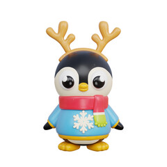 3D Christmas cute penguin cartoon character