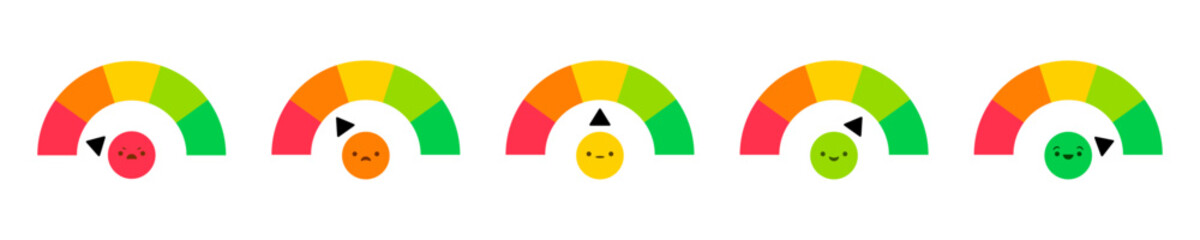 Speedometer emoji icons. Flat style. Vector icons