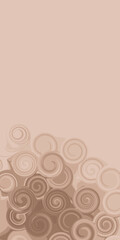 Pastel neutral fluid swirl vertical background to create a trendy cover. Beige texture for web design.