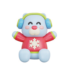 3D Christmas cute bear cartoon character