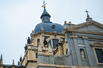 Fototapeta premium Madrid, Spain - old Royal Palace building and statues