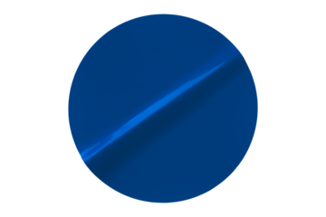 Separate shiny blue circle sticker on transparent background.