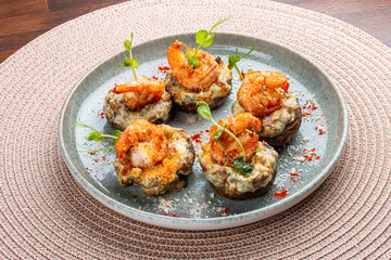 Stuffed Mushrooms with Baked Shrimp: A Hot Banquet Appetizer