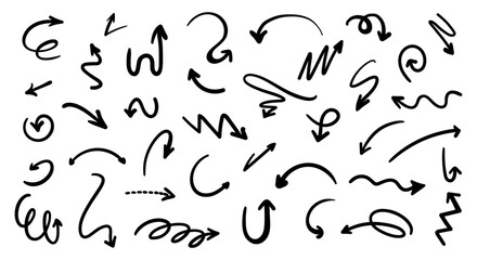 Hand drawn arrow vector icons set. sketch arrow design for business plan and education.