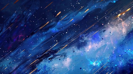 Abstract Cosmic Painting with Golden Streaks