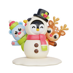 3D Christmas cute animals cartoon character