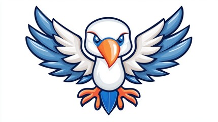 Obraz premium Cartoon Bird with Blue Wings