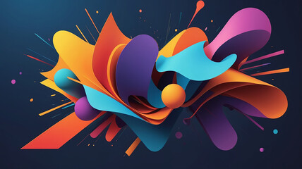 Floating Abstract: 3D Shape with Dynamic Colors and Depth