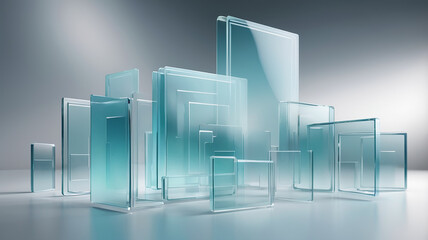"Glassmorphism Vision: Floating Glass Panels with Blurred Edges"
