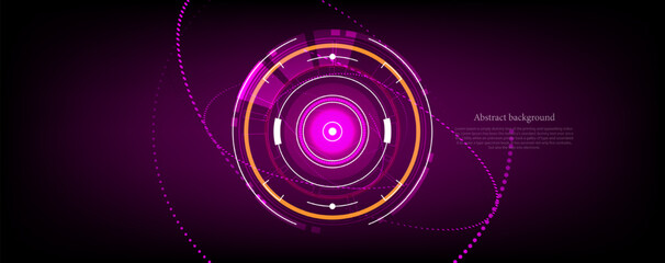 Pink circle and line technology abstract technology innovation concept vector background and glowing light
