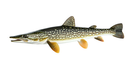 Pike fresh water fish png isolated on transparent background