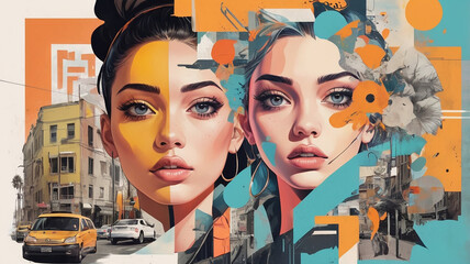 Urban Fusion: Modern Collage of Street Art, Photography, and Abstract Textures