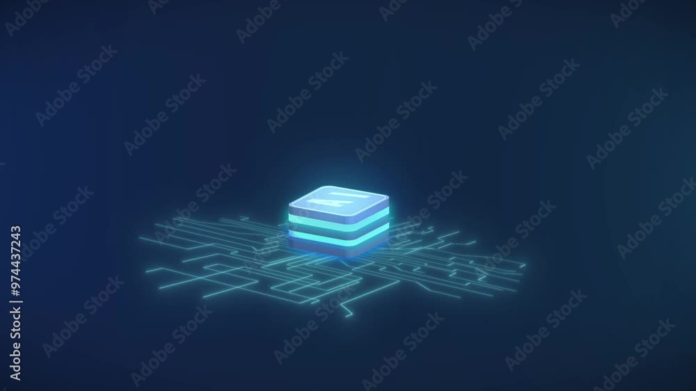Poster artificial intelligence cloud computing data transfer technology concept motion graphic animation 4k