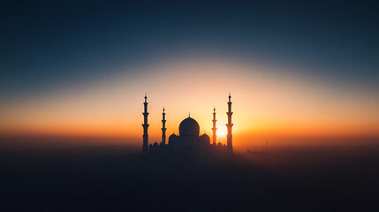 Tranquil Background with Silhouetted Minarets at Sunset