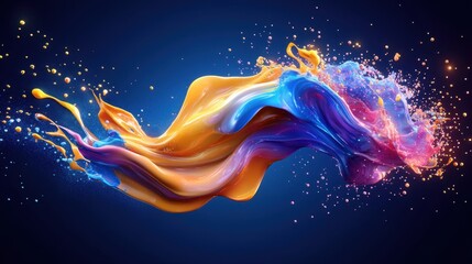 Vibrant splash of paint, neon colors, abstract background