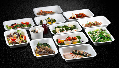 Fresh and flavorful dishes packed in eco-friendly containers for a healthy and convenient meal on the go.