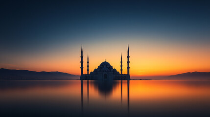 Tranquil Background with Silhouetted Minarets at Sunset