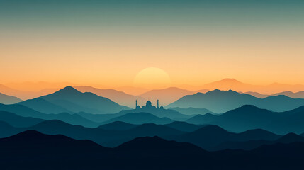 Obraz premium Abstract Background with Subtle Silhouette of Mosque
