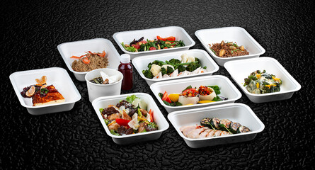 Fresh and flavorful dishes packed in eco-friendly containers for a healthy and convenient meal on the go.
