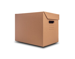 Cardboard box isolated on a white background.