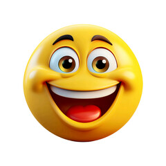 Fototapeta premium 3d yellow laughing emoticon with smile face emoji on transparent backgound