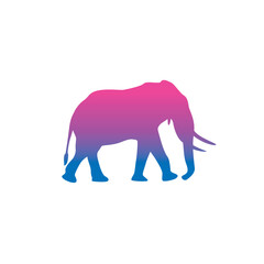 The silhouette of an elephant. Original vector illustration in vintage style.