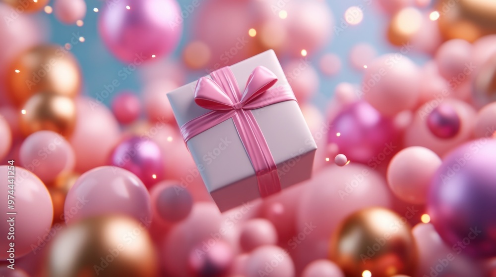 Poster abstract holiday scene with floating custom gift boxes and dynamic festive colors, perfect for chris