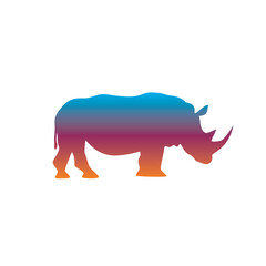 The silhouette of a rhinoceros. Original vector illustration in vintage style isolated on white background.