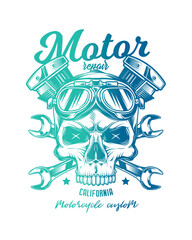 Vintage custom motorcycle poster. Original vector illustration in vintage style isolated on white background. T-shirt design.