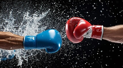 Close-up of boxers in an intense exchange sweat flying detailed ultra HD professional photography sharp focus