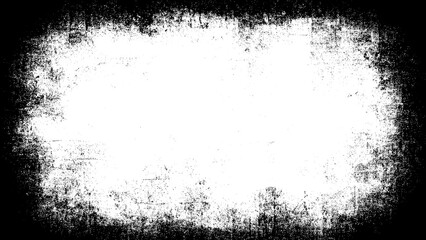 Obraz premium Abstract grunge texture frame border on a black background, with a transparent center for text or design.