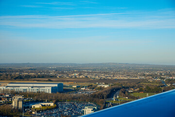 Dublin, Ireland - aerial view of the city from an airplane