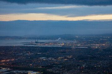 Dublin, Ireland - aerial view of the city from an airplane