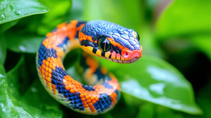 新緑の中のかわいいヘビ　Generative AI