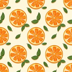 Seamless pattern with slice oranges.