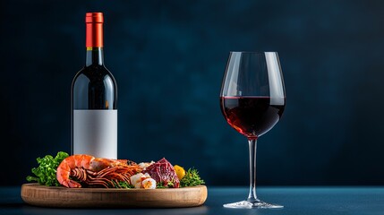 Gourmet seafood platter with wine and elegant cutlery fine dining table high resolution professional photography clean sharp focus