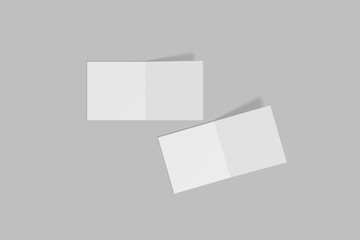 Square Bifold Brochure or invitation mock up isolated on gray background