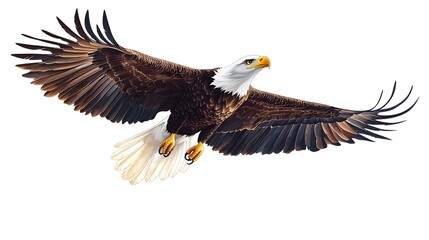 Obraz premium Bald Eagle in Flight with Spread Wings and White Head
